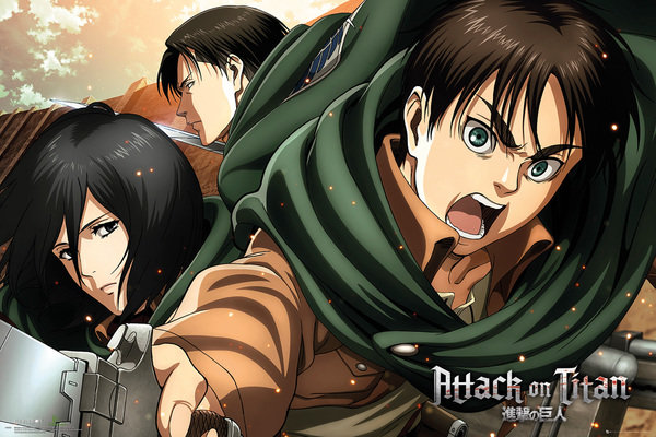 Attack on Titan: Eren, Mikasa & Levi -juliste